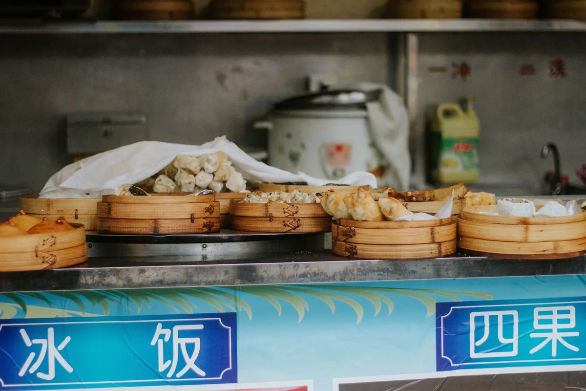 A morning food stall in Asia