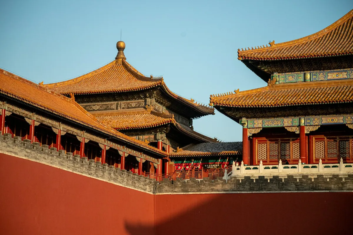 A street scene with traditional Chinese architecture