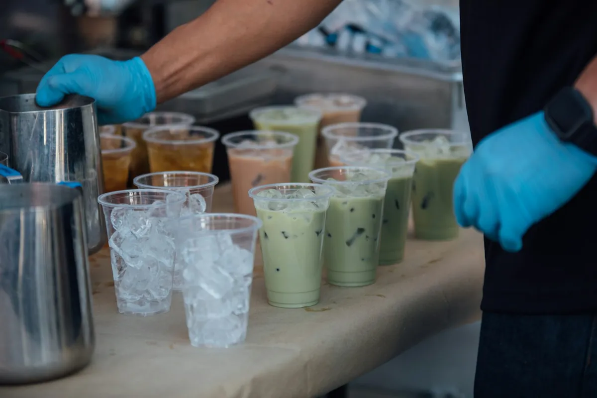 A bubble tea with a wide straw