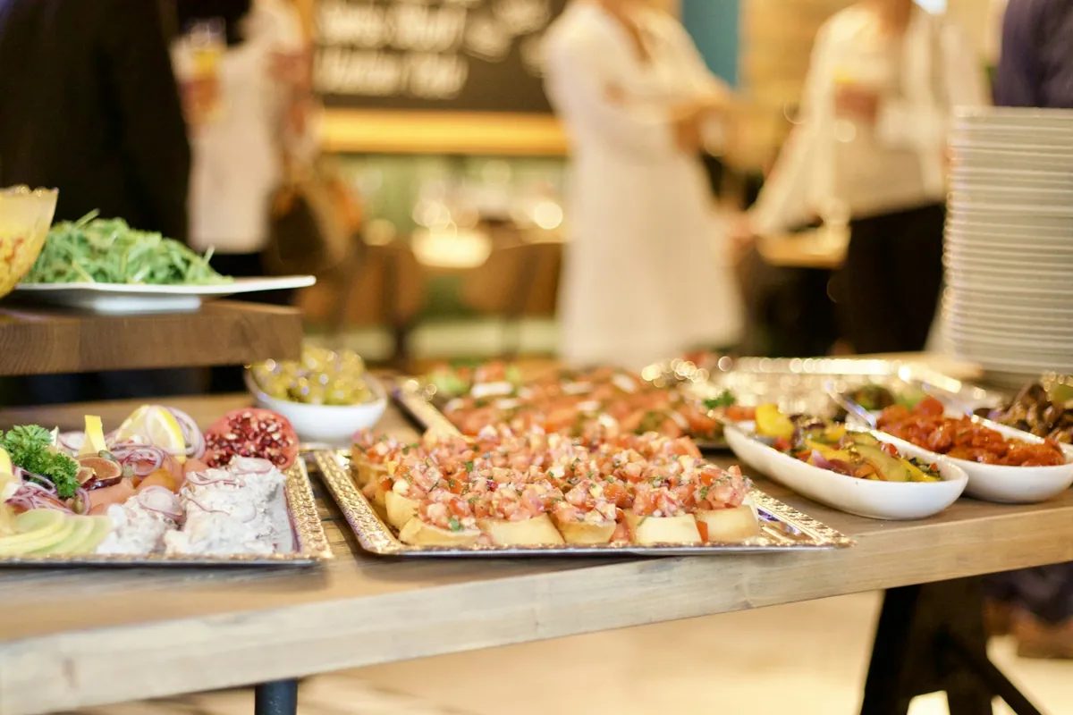 A plate assembled from a buffet