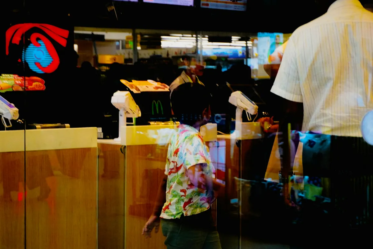 A busy counter-service shop at lunchtime