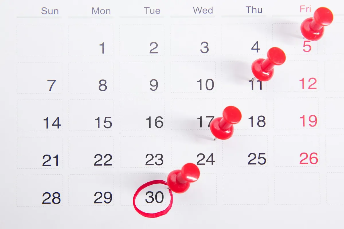 A calendar showing January and February