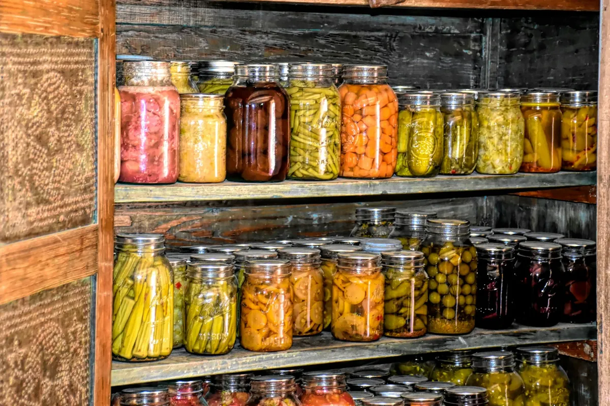 Canned vegetables drained in a colander