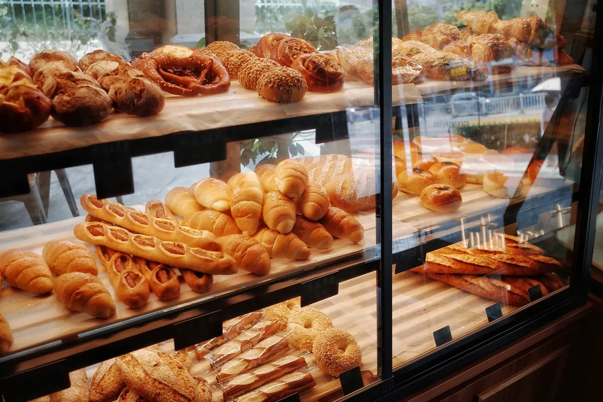The counter of a Chinese bakery