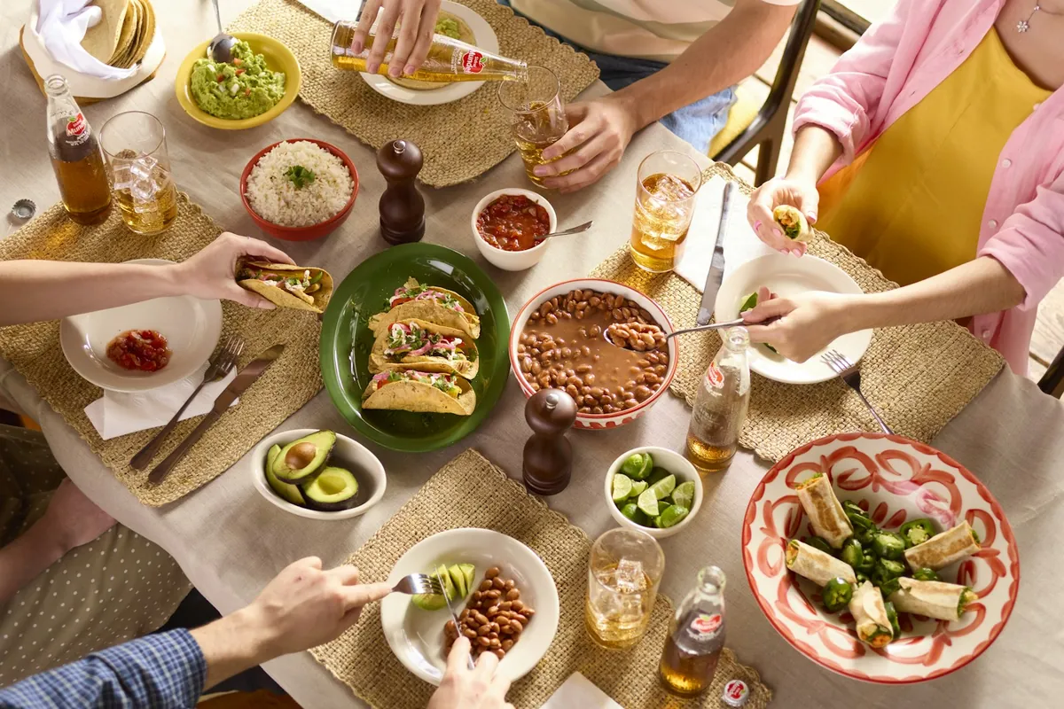 Chinese dishes served at a table at home