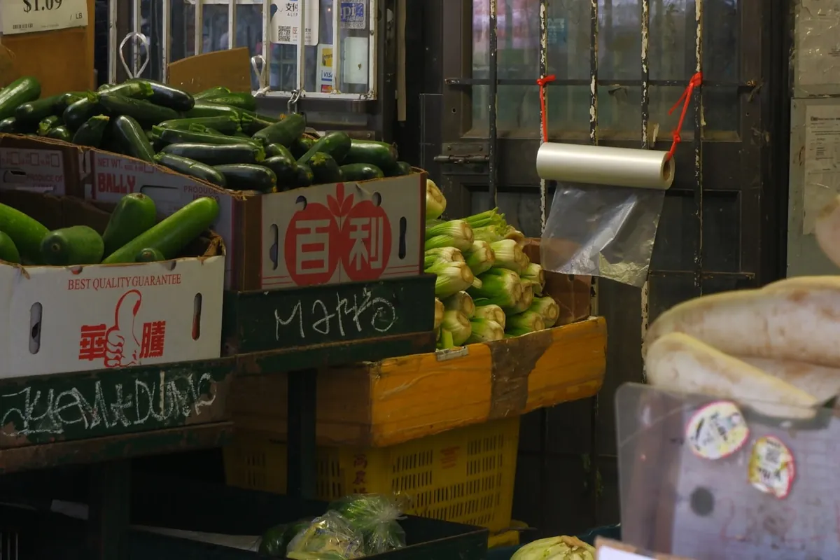 A Chinese food market scene