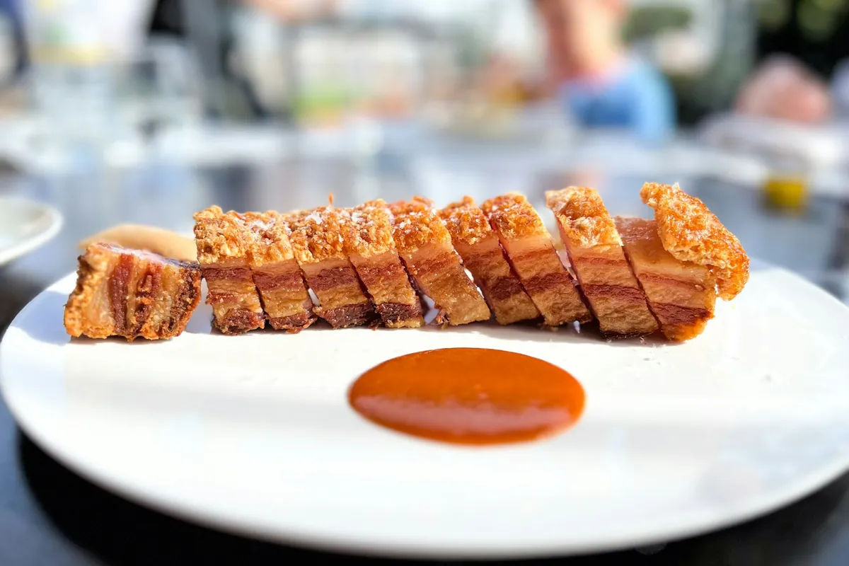 Crispy pork belly with blistered crackling