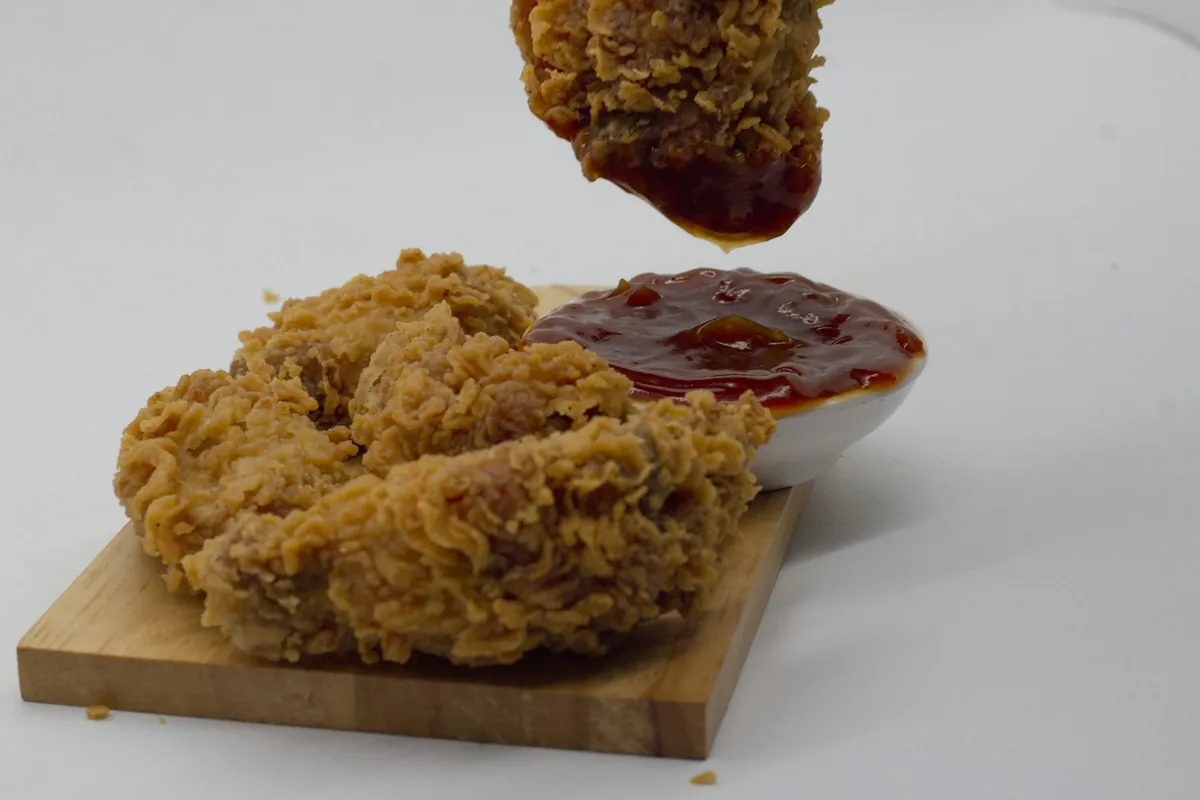 Crisp battered chicken in a sweet glaze