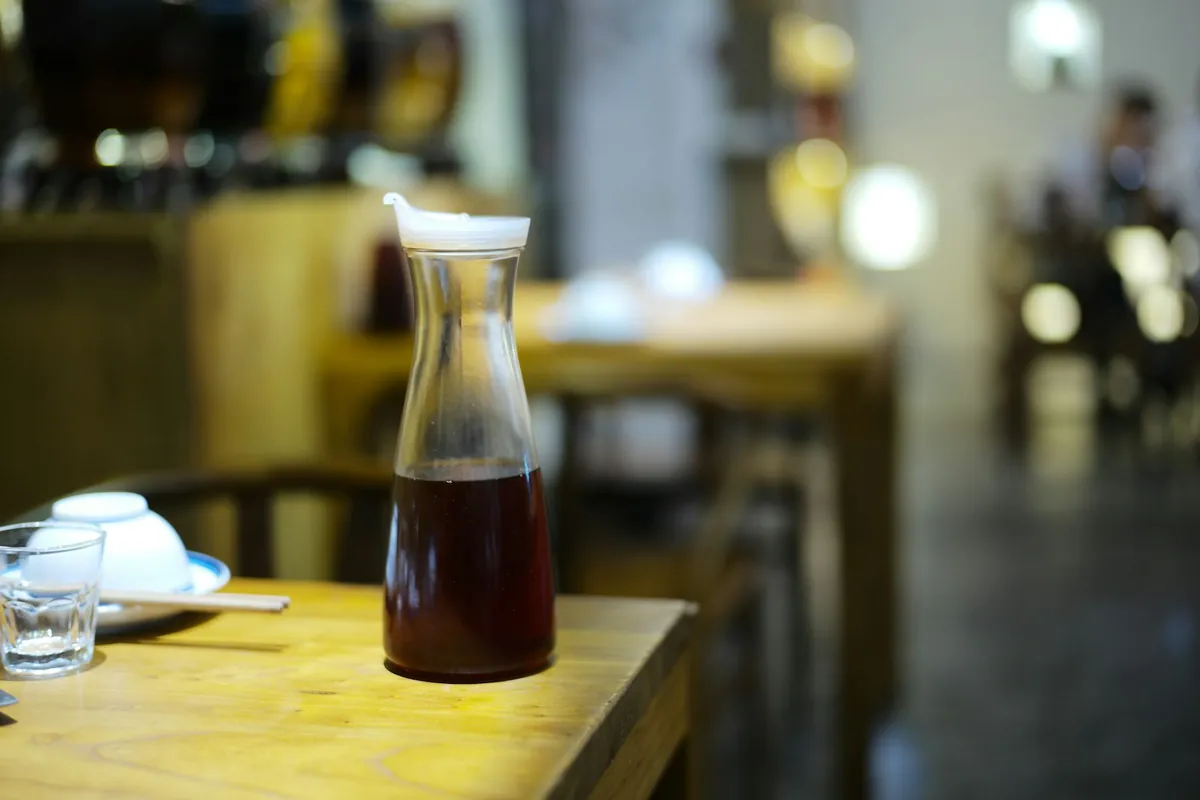 A close view of dark vinegar