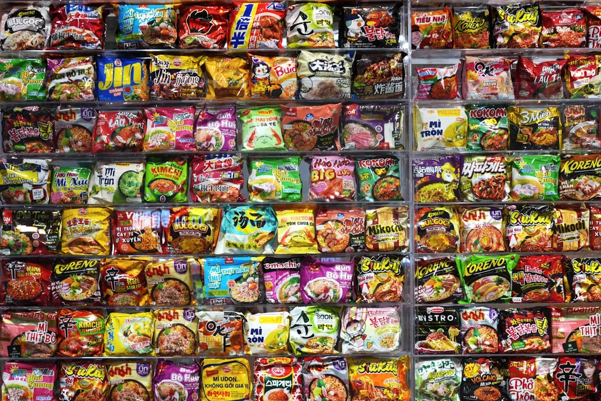 Chinese greens displayed at a grocery