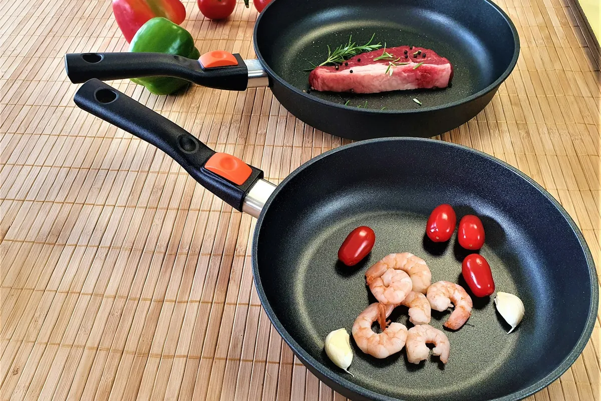 A heavy pan preheating on a home stove