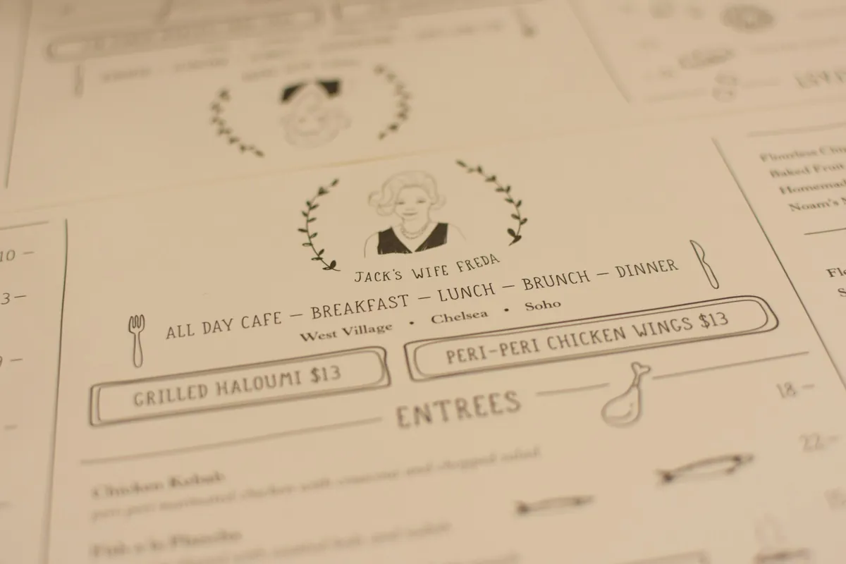 A menu showing several parallel sections