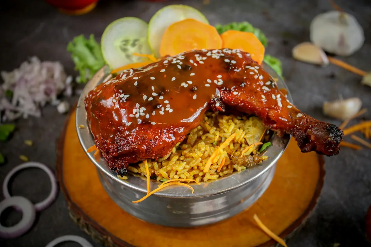A mild Chinese main dish served with rice