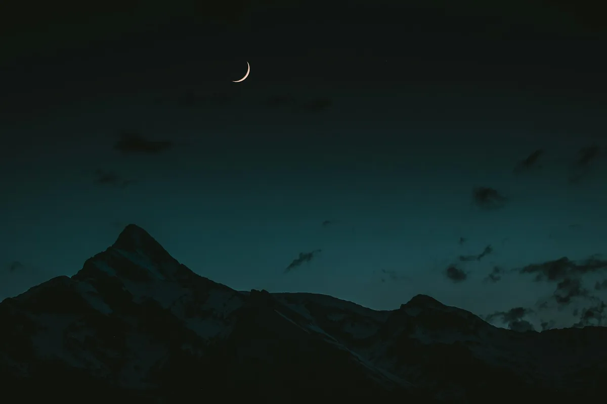 The moon in a winter night sky
