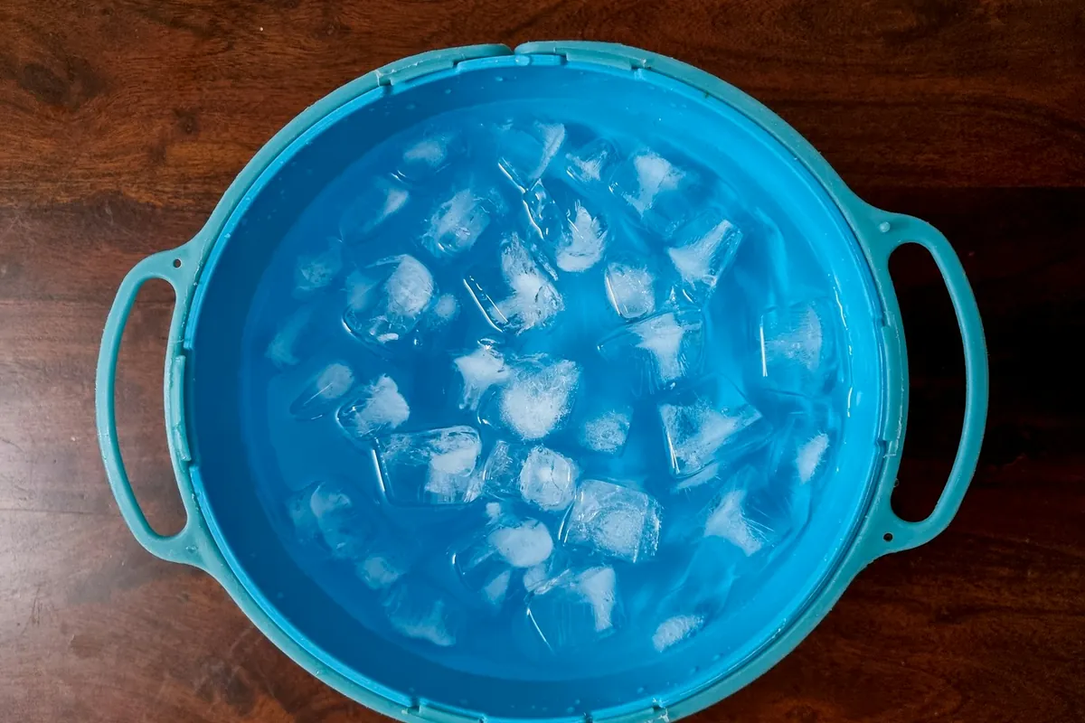 Dried mushrooms soaking in a bowl of water