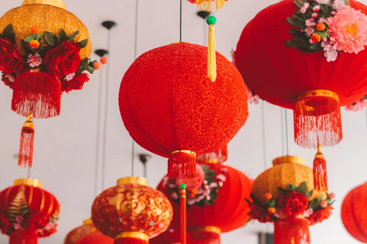 Lunar New Year decorations featuring the year animal