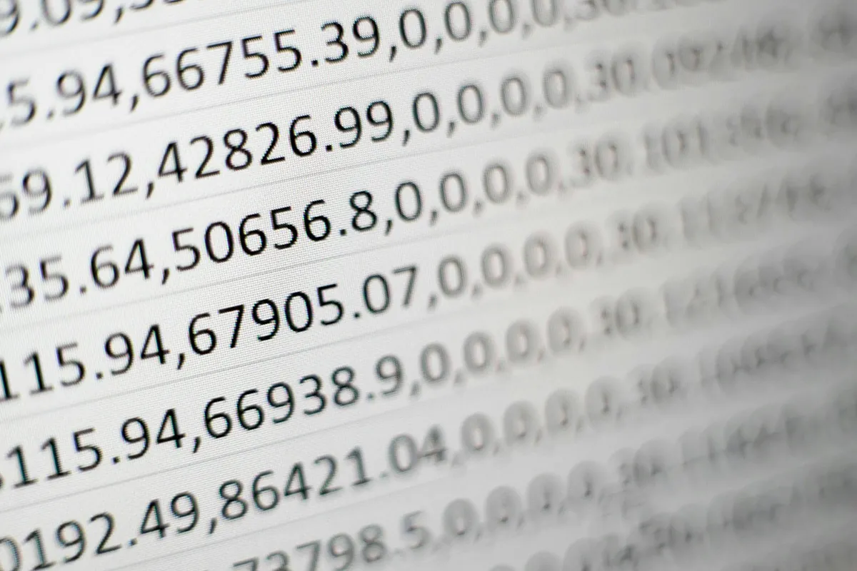 A printed numbered list in close detail