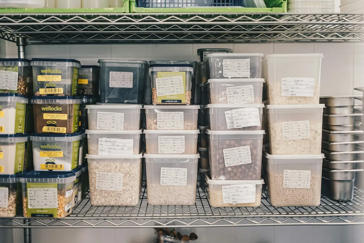 Cooking oils stored in a cupboard