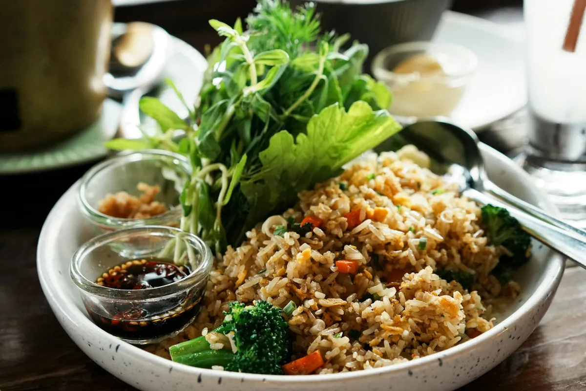 Plain fried rice showing separate grains