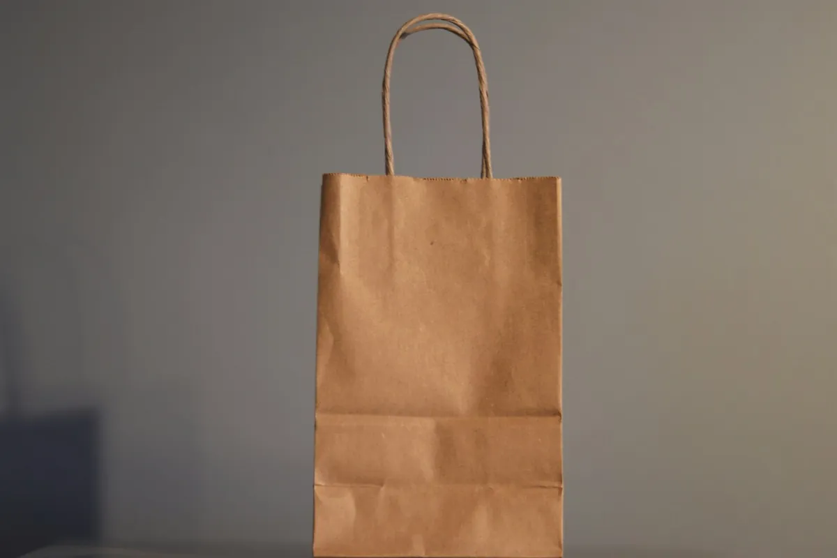 A packed takeout order ready for collection