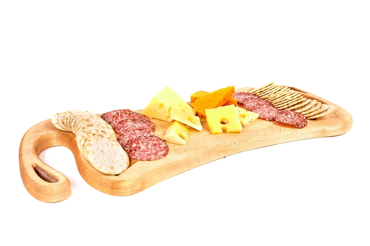 Chinese sausage sliced thinly on a diagonal