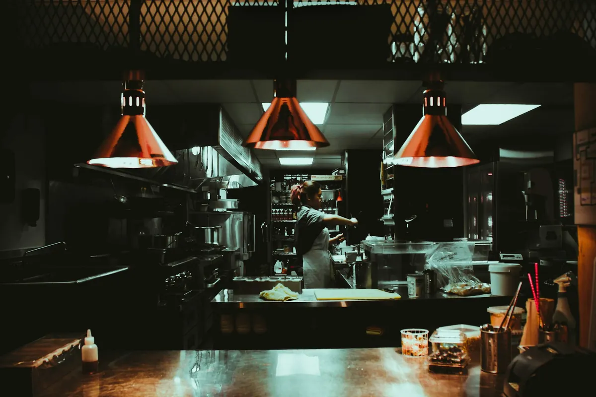 A small restaurant kitchen during service