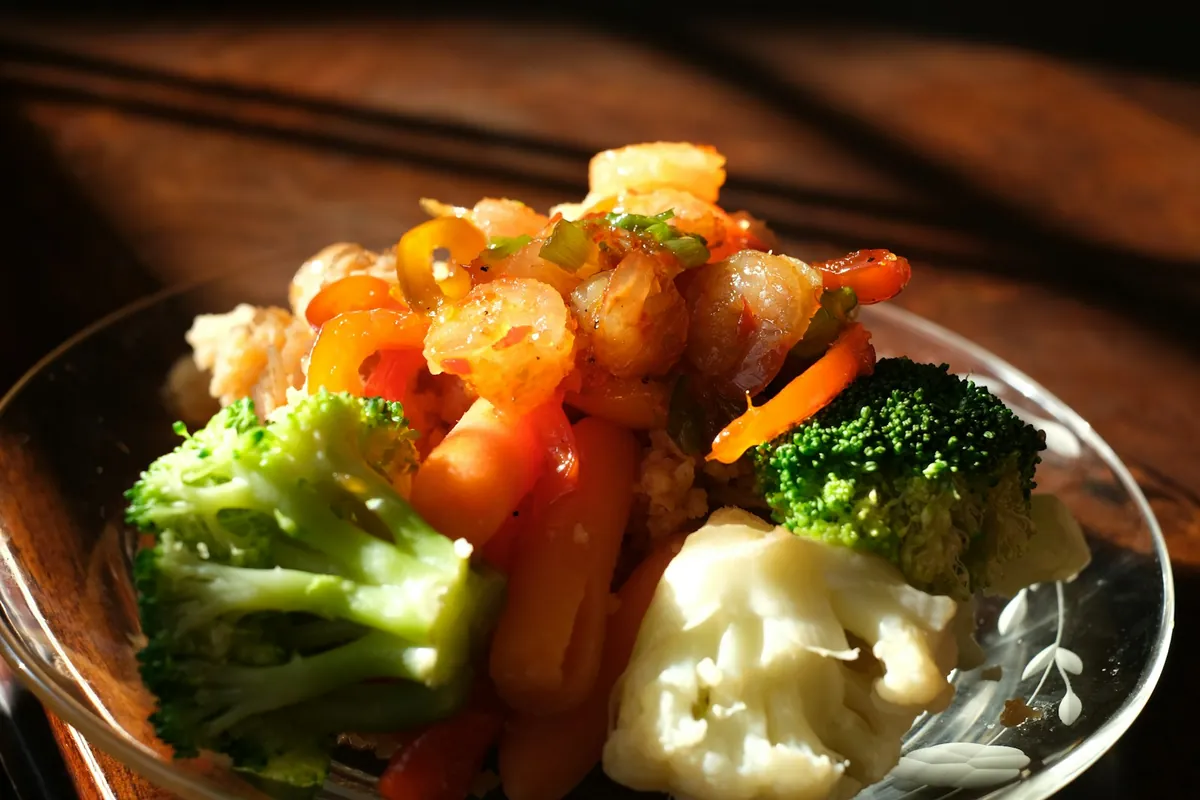 Steamed scallops served with broccoli
