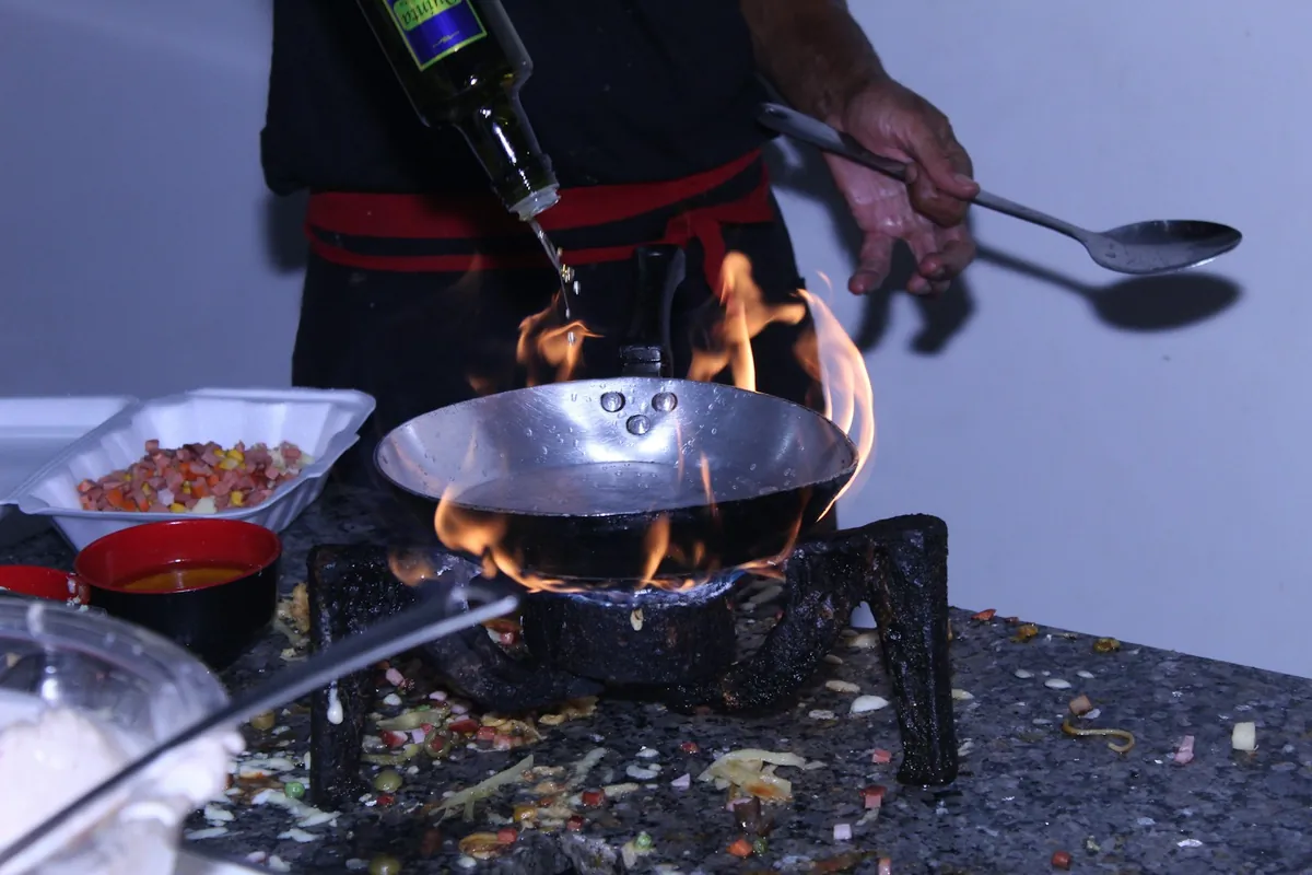 A wok over a high flame